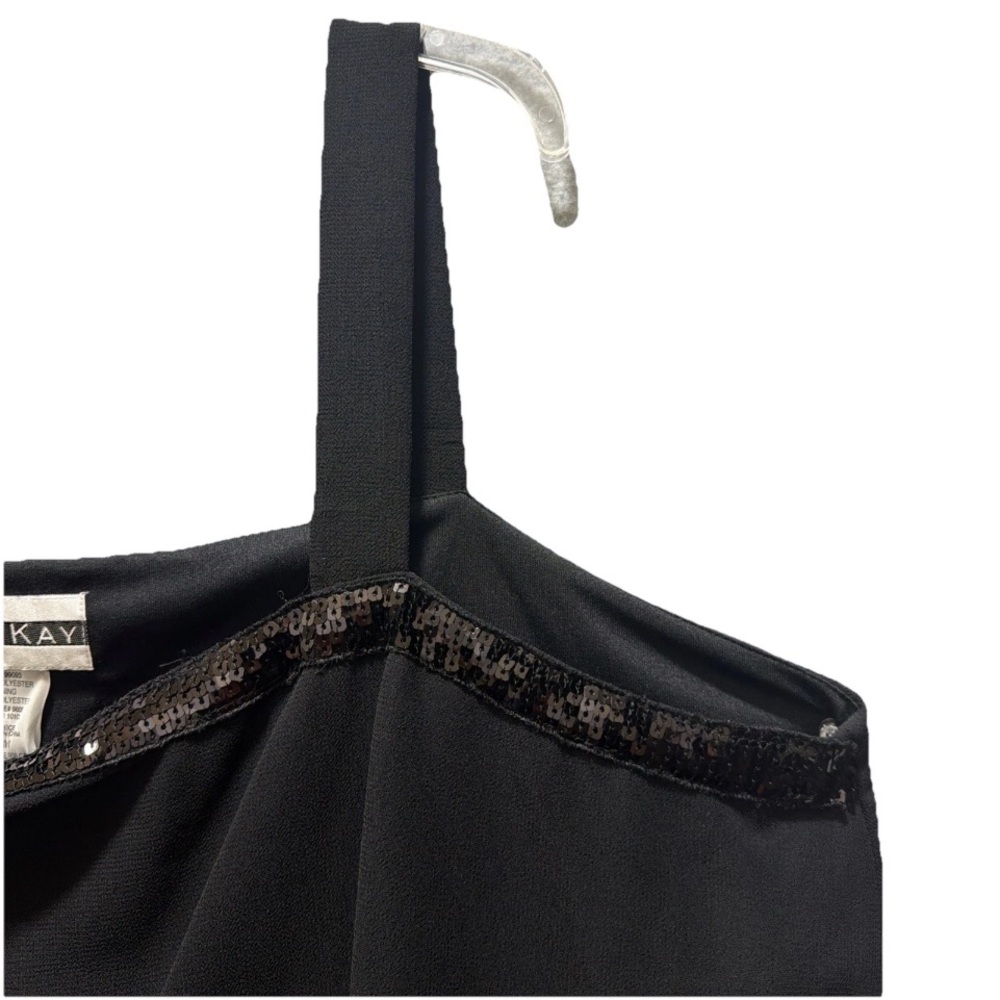 Donna Kay Black Sleeveless Sequin Accent Trim Evening Camisole Top Plus size 18W - Picture 3 of 8